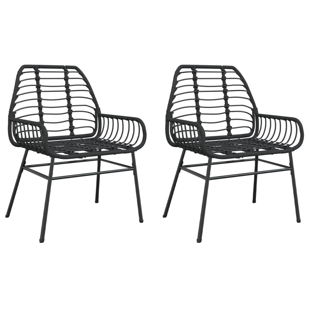 Tuinstoelen 2 st poly rattan zwart