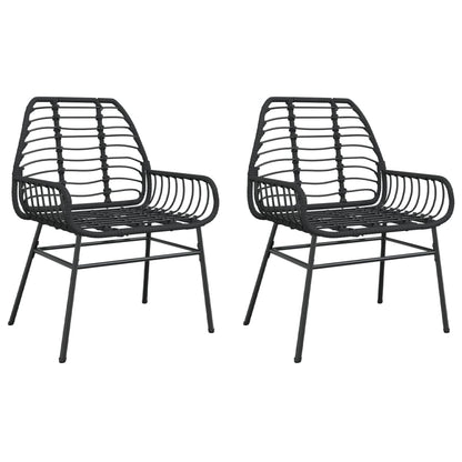 Tuinstoelen 2 st poly rattan zwart