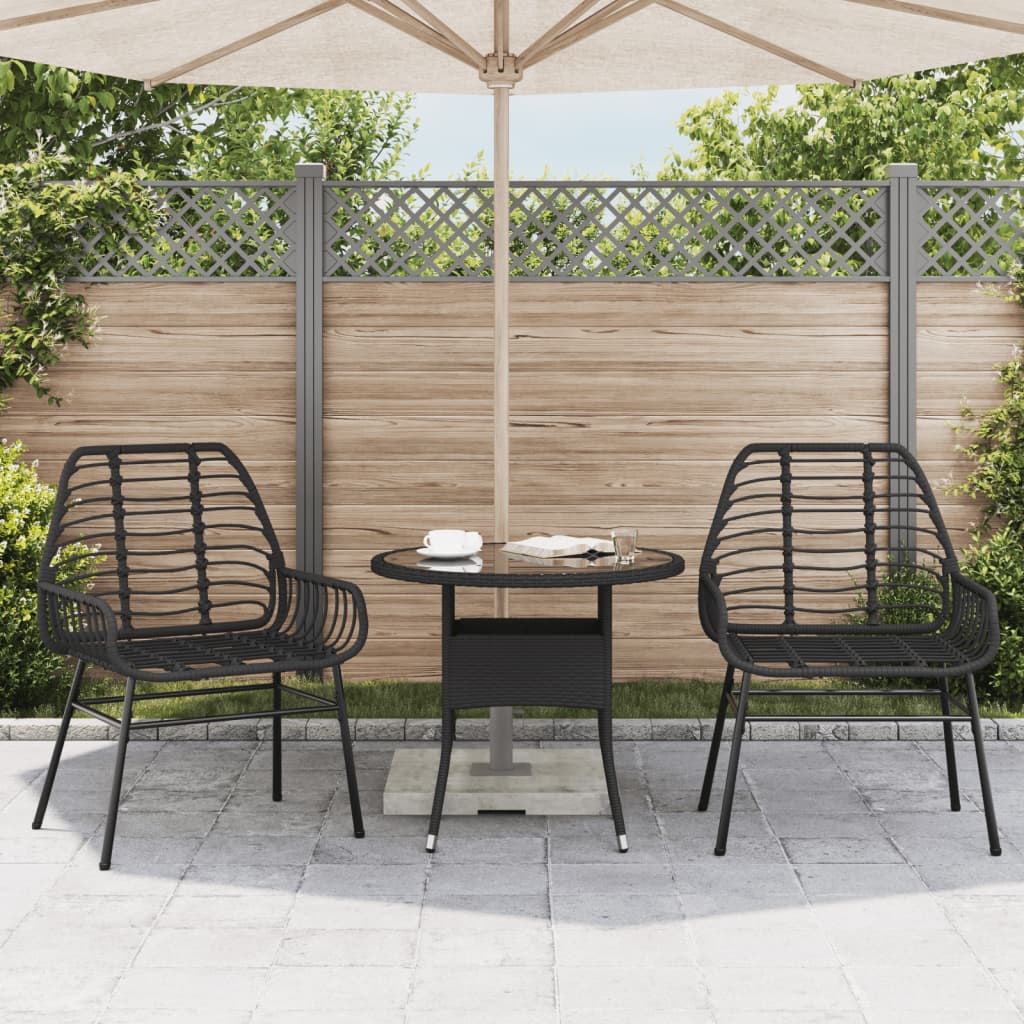 Tuinstoelen 2 st poly rattan zwart
