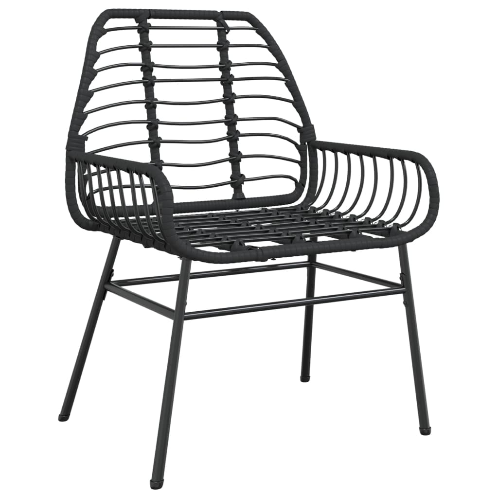 Tuinstoelen 2 st poly rattan zwart