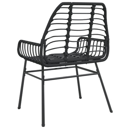 Tuinstoelen 2 st poly rattan zwart