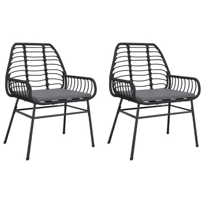 Tuinstoelen 2 st met kussens poly rattan zwart