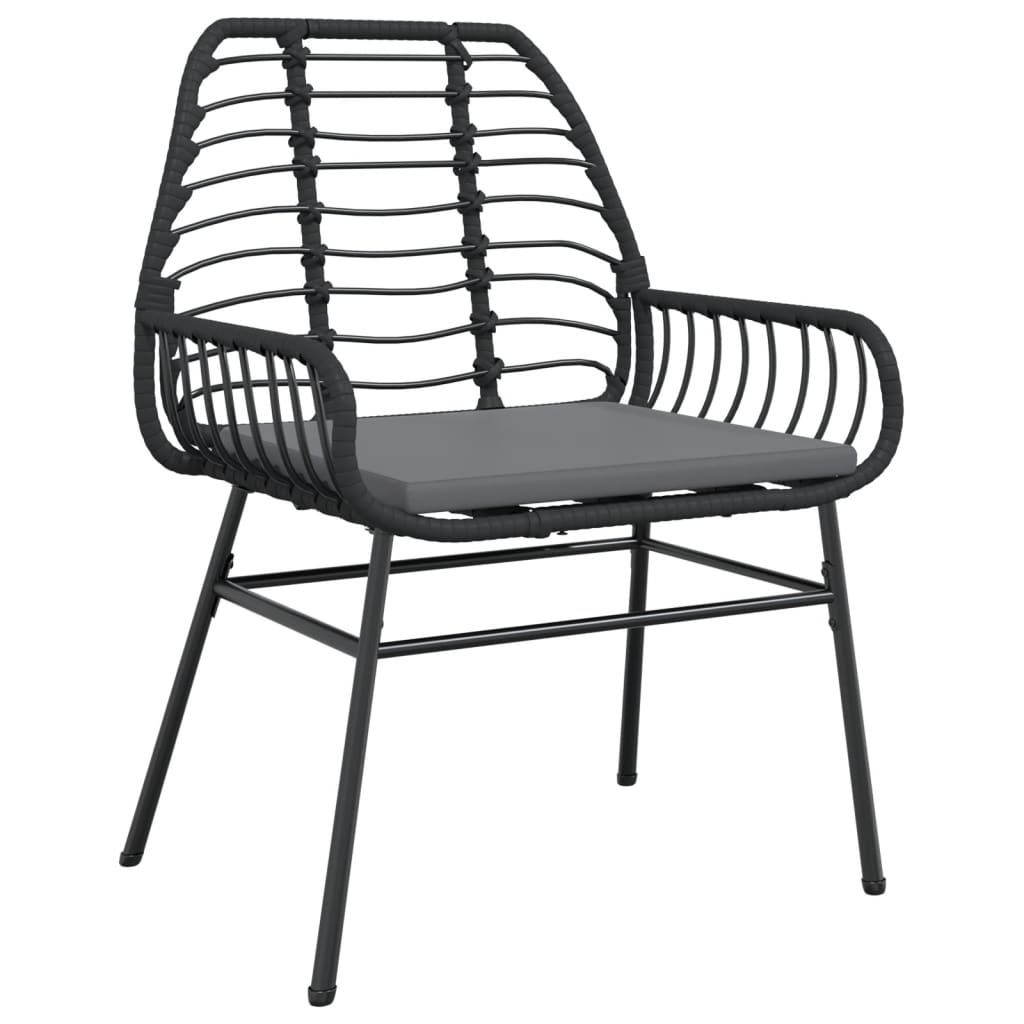 Tuinstoelen 2 st met kussens poly rattan zwart