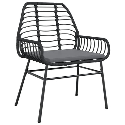 Tuinstoelen 2 st met kussens poly rattan zwart