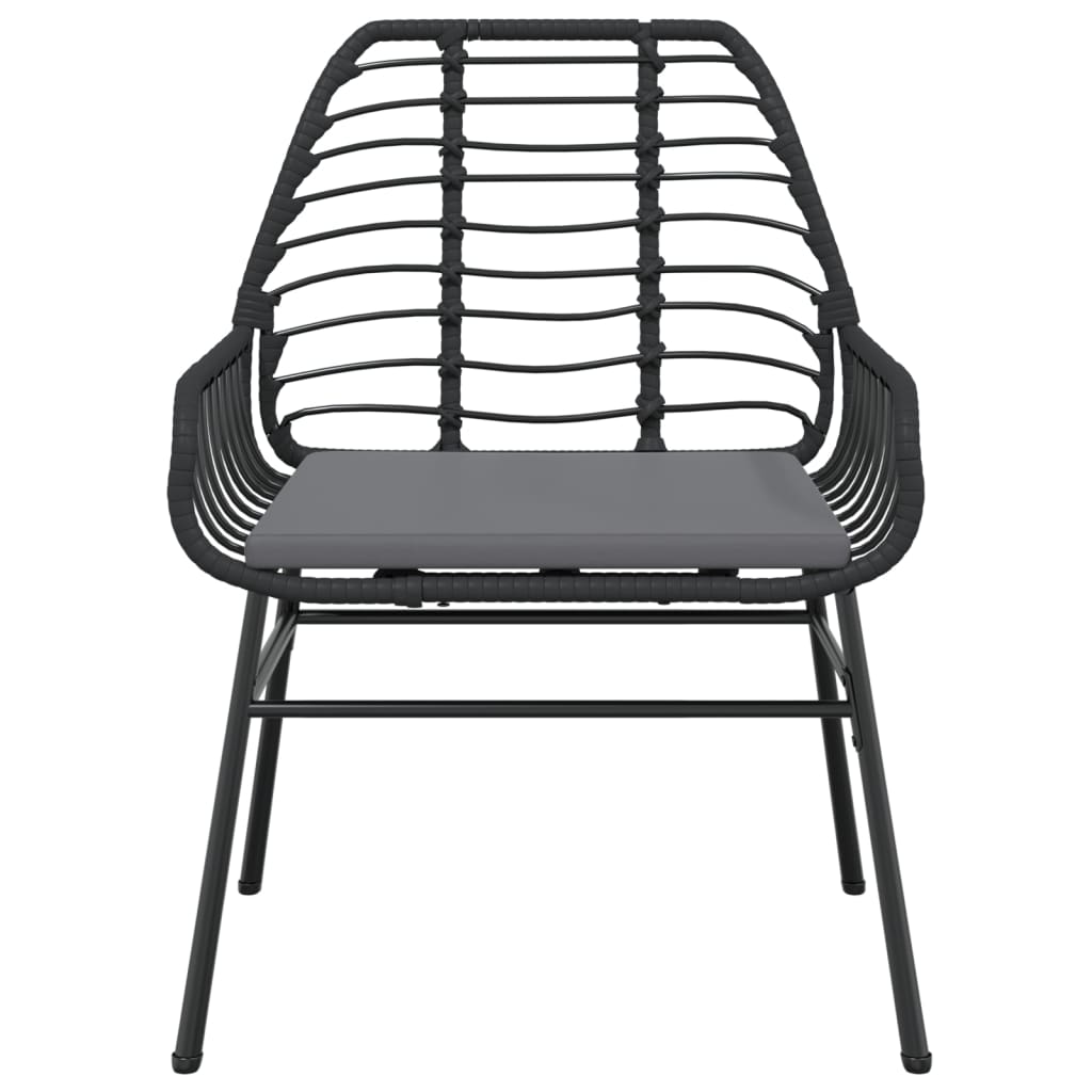 Tuinstoelen 2 st met kussens poly rattan zwart