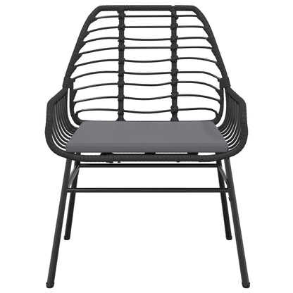 Tuinstoelen 2 st met kussens poly rattan zwart