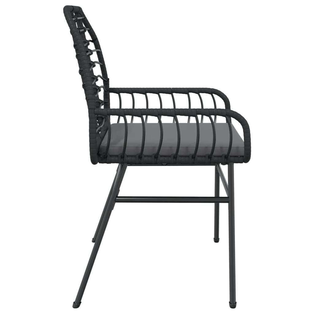 Tuinstoelen 2 st met kussens poly rattan zwart