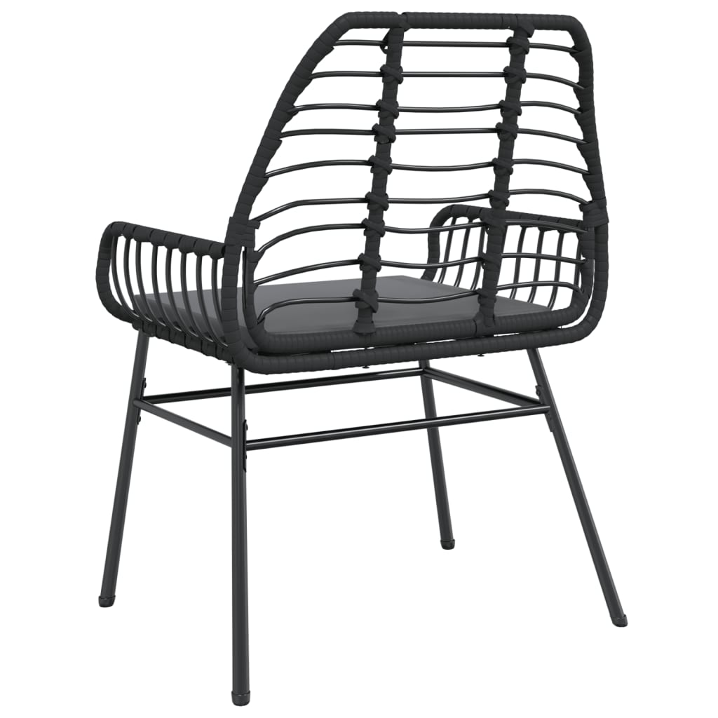 Tuinstoelen 2 st met kussens poly rattan zwart