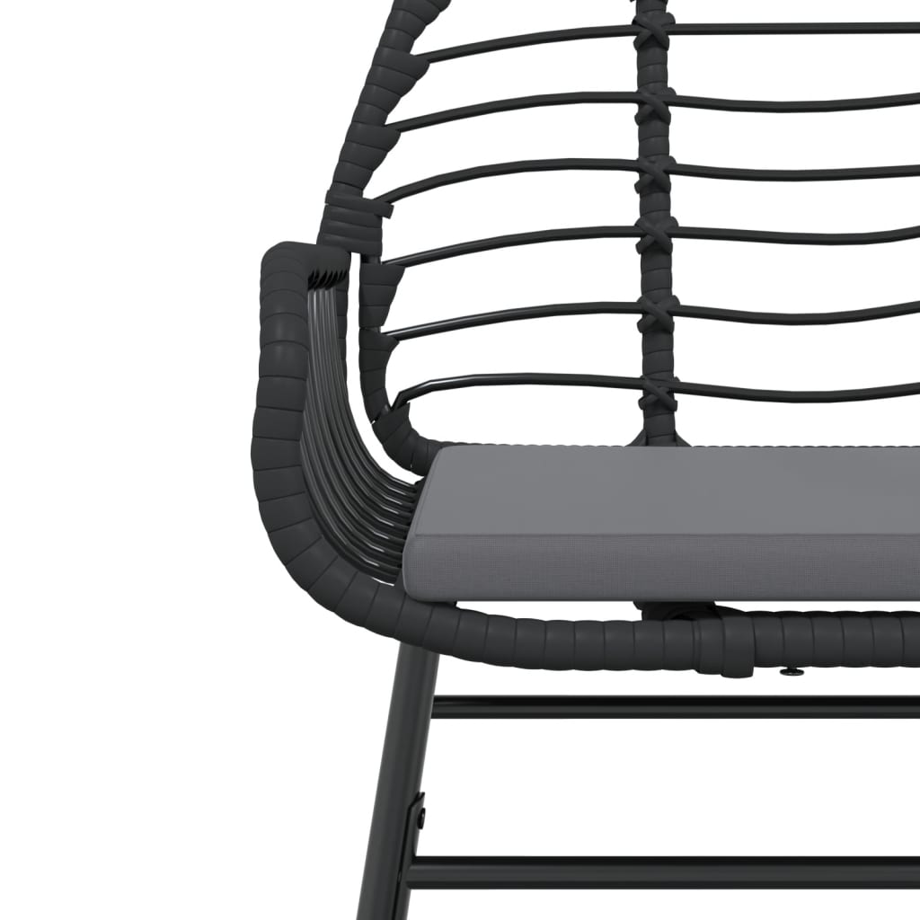 Tuinstoelen 2 st met kussens poly rattan zwart