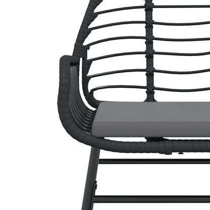Tuinstoelen 2 st met kussens poly rattan zwart