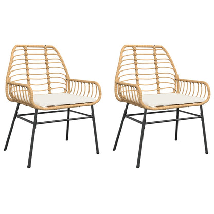 Tuinstoelen 2 st met kussens poly rattan bruin