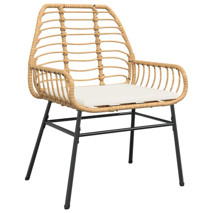 Tuinstoelen 2 st met kussens poly rattan bruin