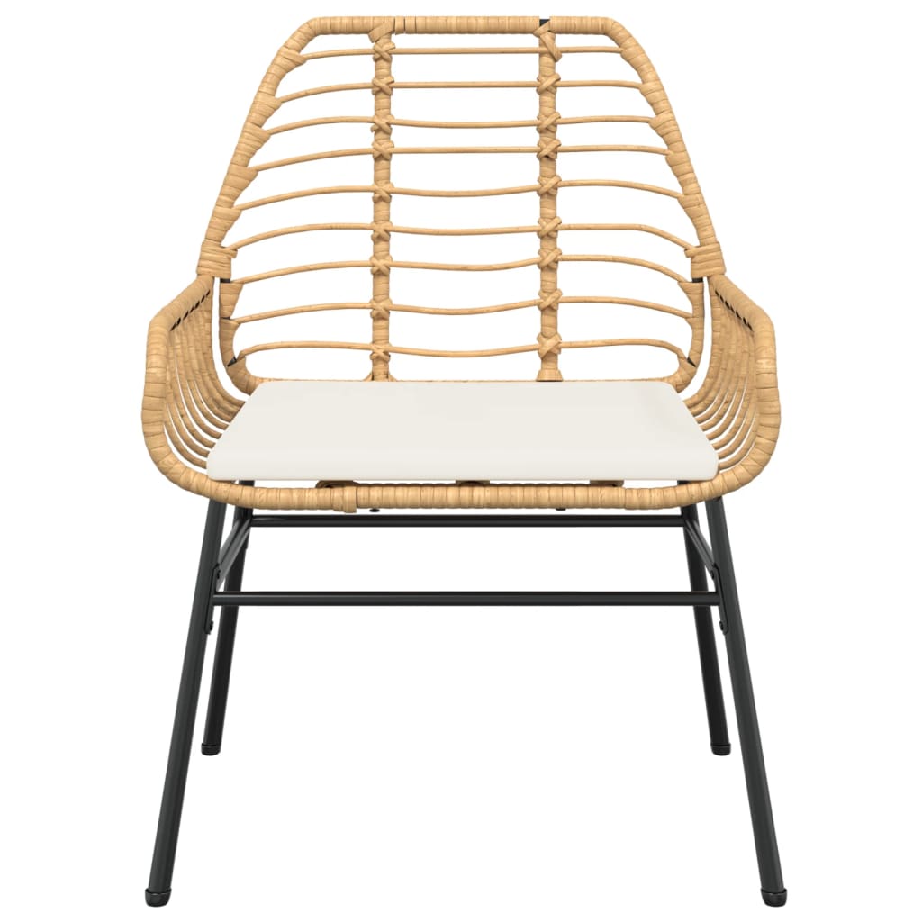 Tuinstoelen 2 st met kussens poly rattan bruin