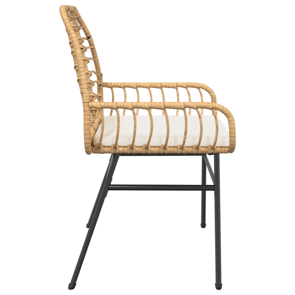 Tuinstoelen 2 st met kussens poly rattan bruin