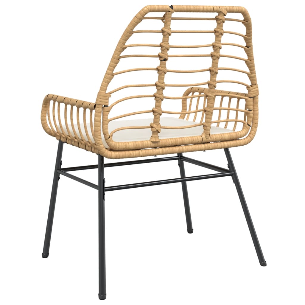 Tuinstoelen 2 st met kussens poly rattan bruin