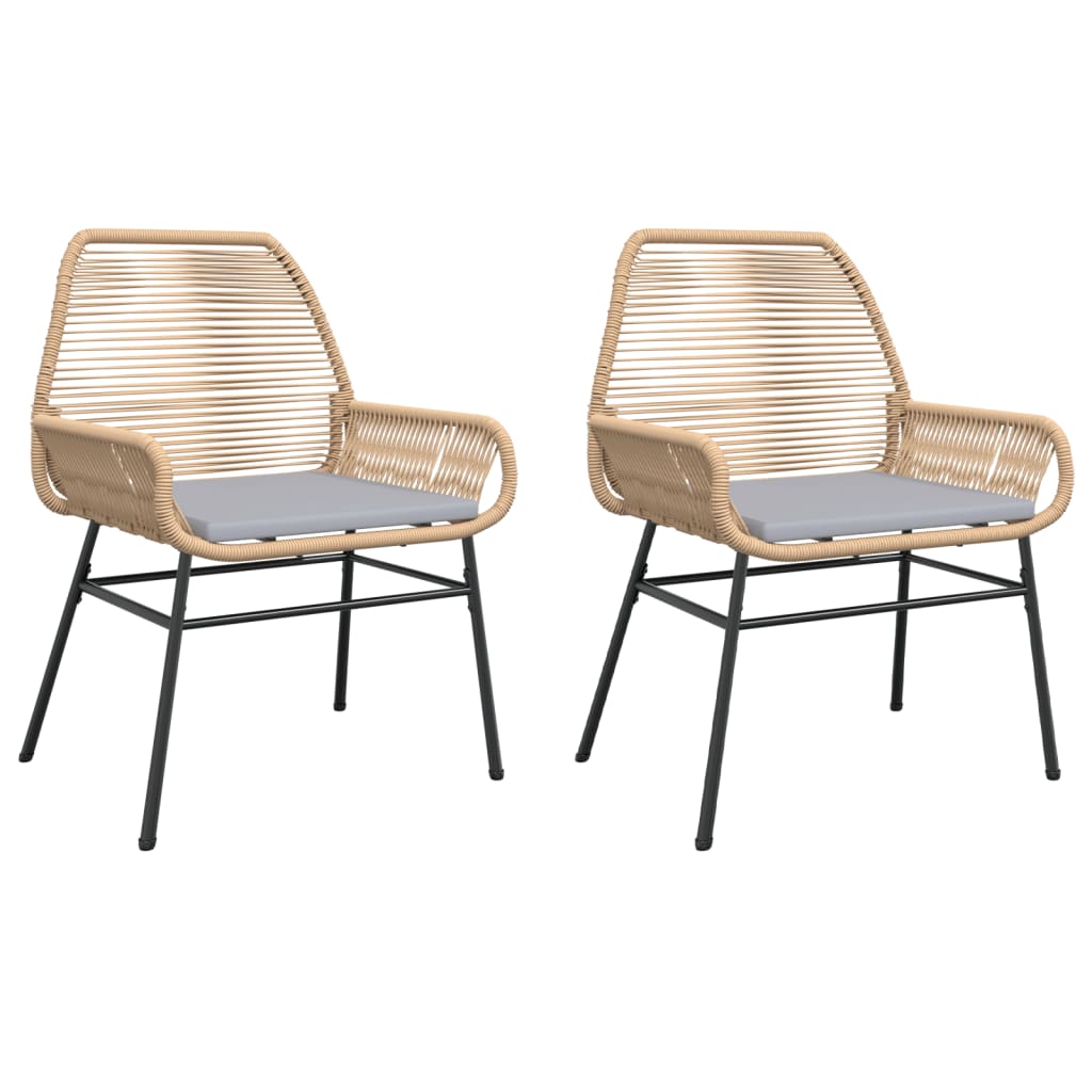 Tuinstoelen 2 st met kussens poly rattan bruin