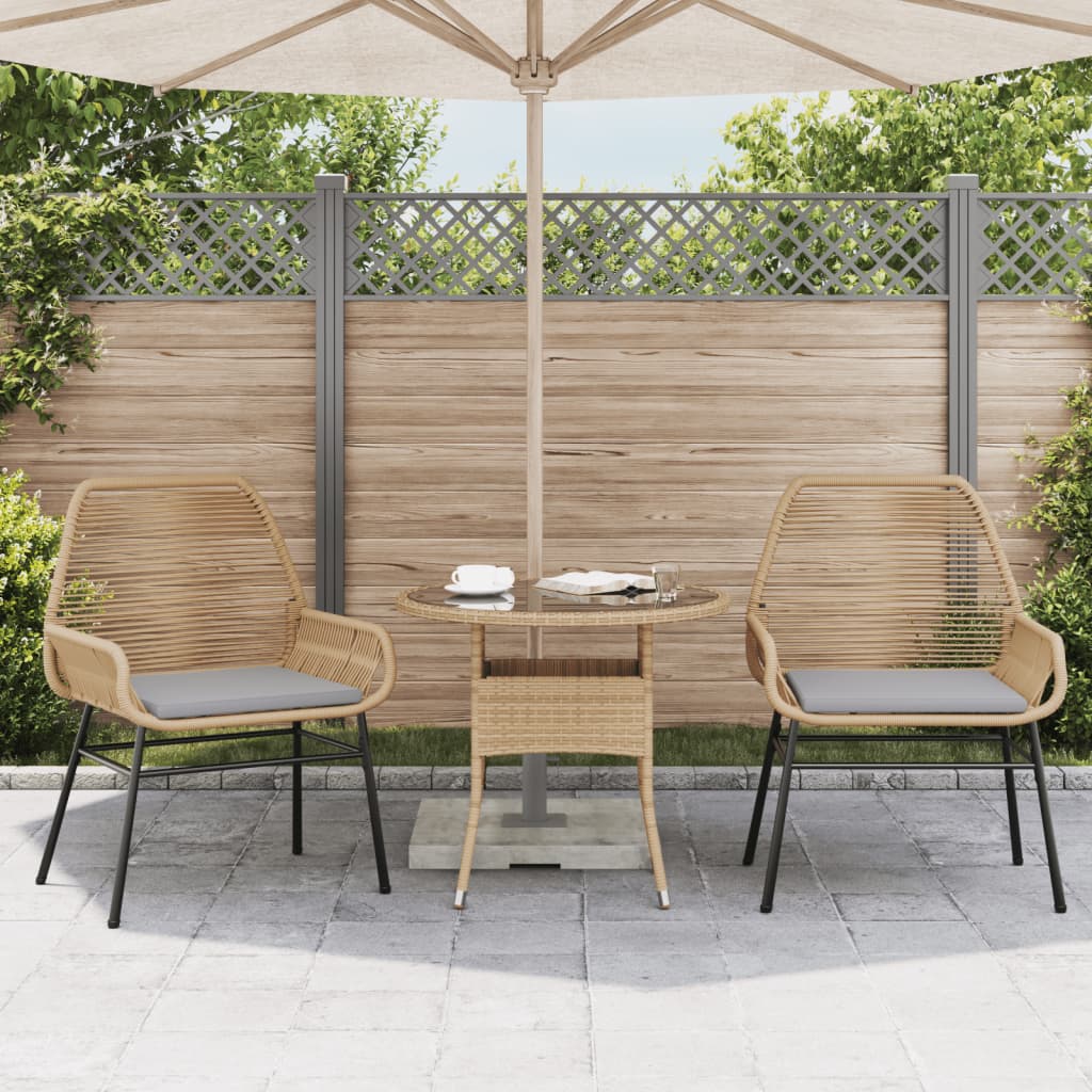 Tuinstoelen 2 st met kussens poly rattan bruin