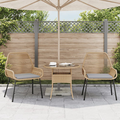 Tuinstoelen 2 st met kussens poly rattan bruin