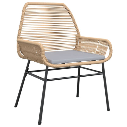 Tuinstoelen 2 st met kussens poly rattan bruin