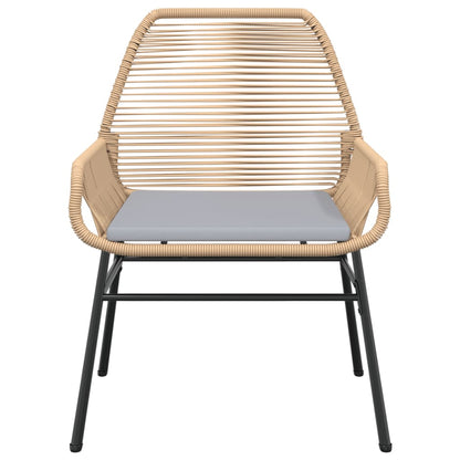 Tuinstoelen 2 st met kussens poly rattan bruin