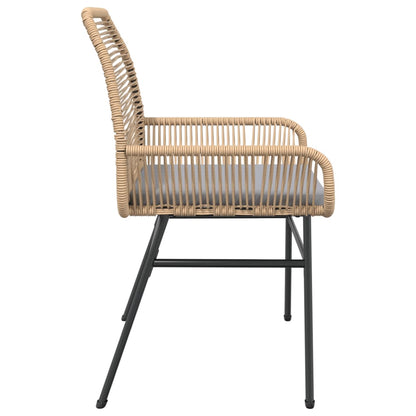 Tuinstoelen 2 st met kussens poly rattan bruin