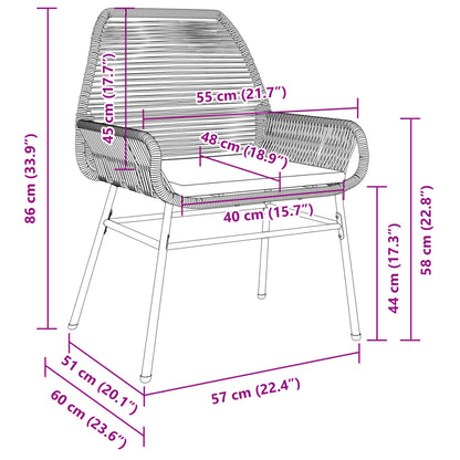 Tuinstoelen 2 st met kussens poly rattan bruin