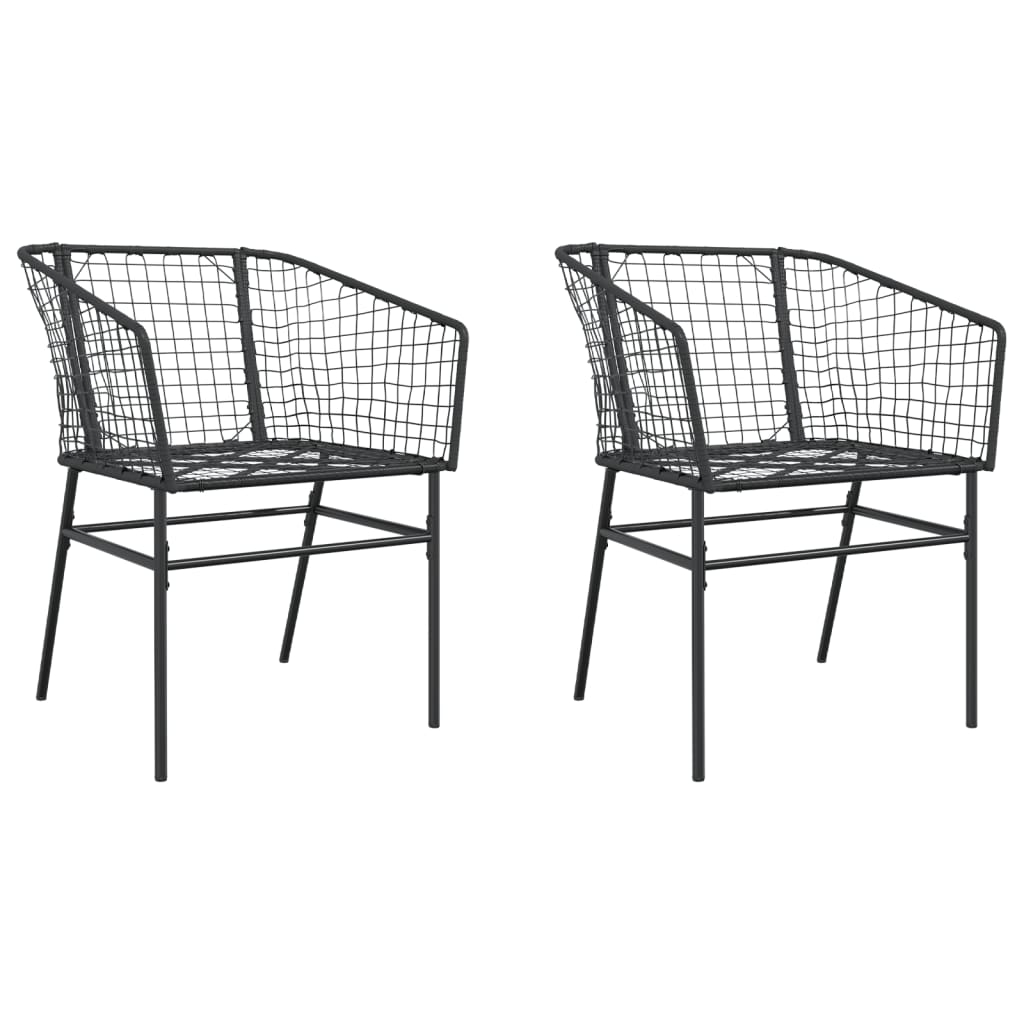 Tuinstoelen 2 st poly rattan zwart