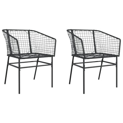 Tuinstoelen 2 st poly rattan zwart