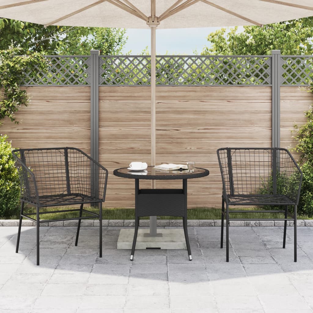 Tuinstoelen 2 st poly rattan zwart