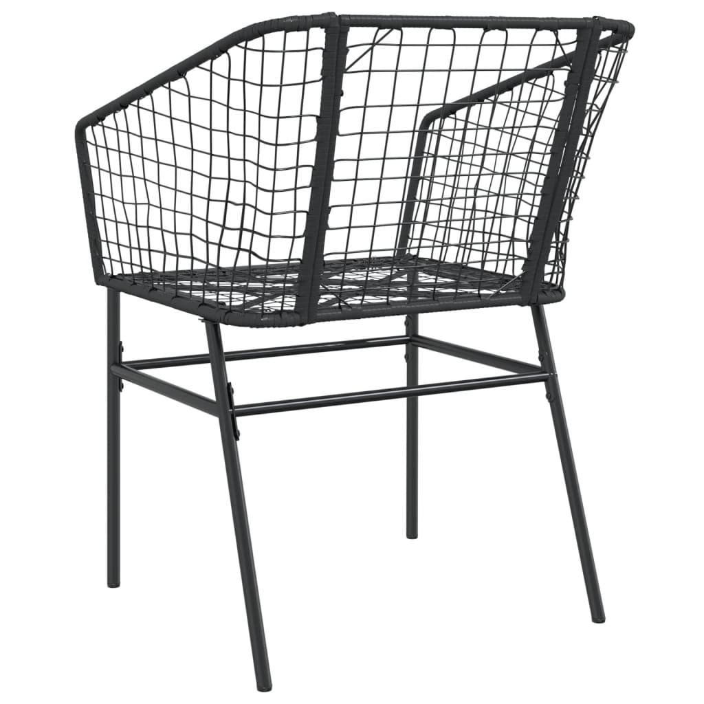Tuinstoelen 2 st poly rattan zwart