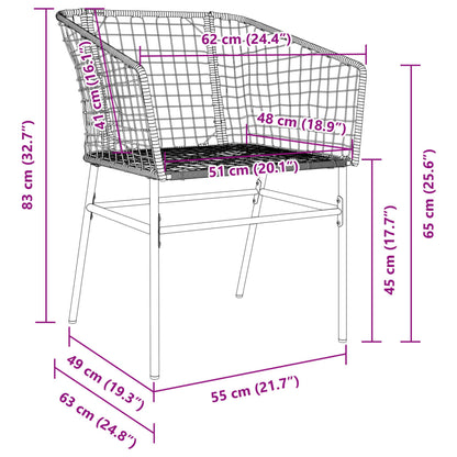 Tuinstoelen 2 st poly rattan zwart