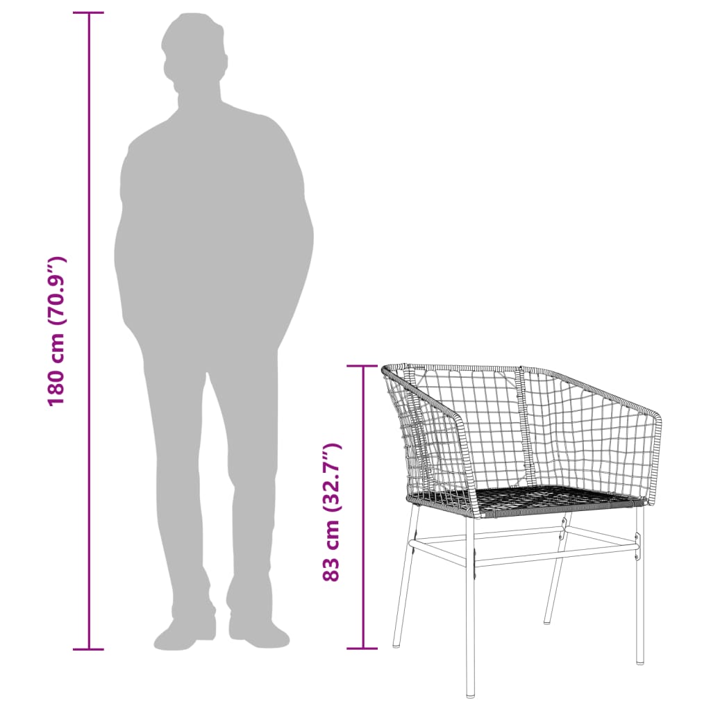 Tuinstoelen 2 st poly rattan zwart
