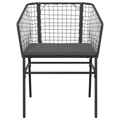 Tuinstoelen 2 st met kussens poly rattan zwart