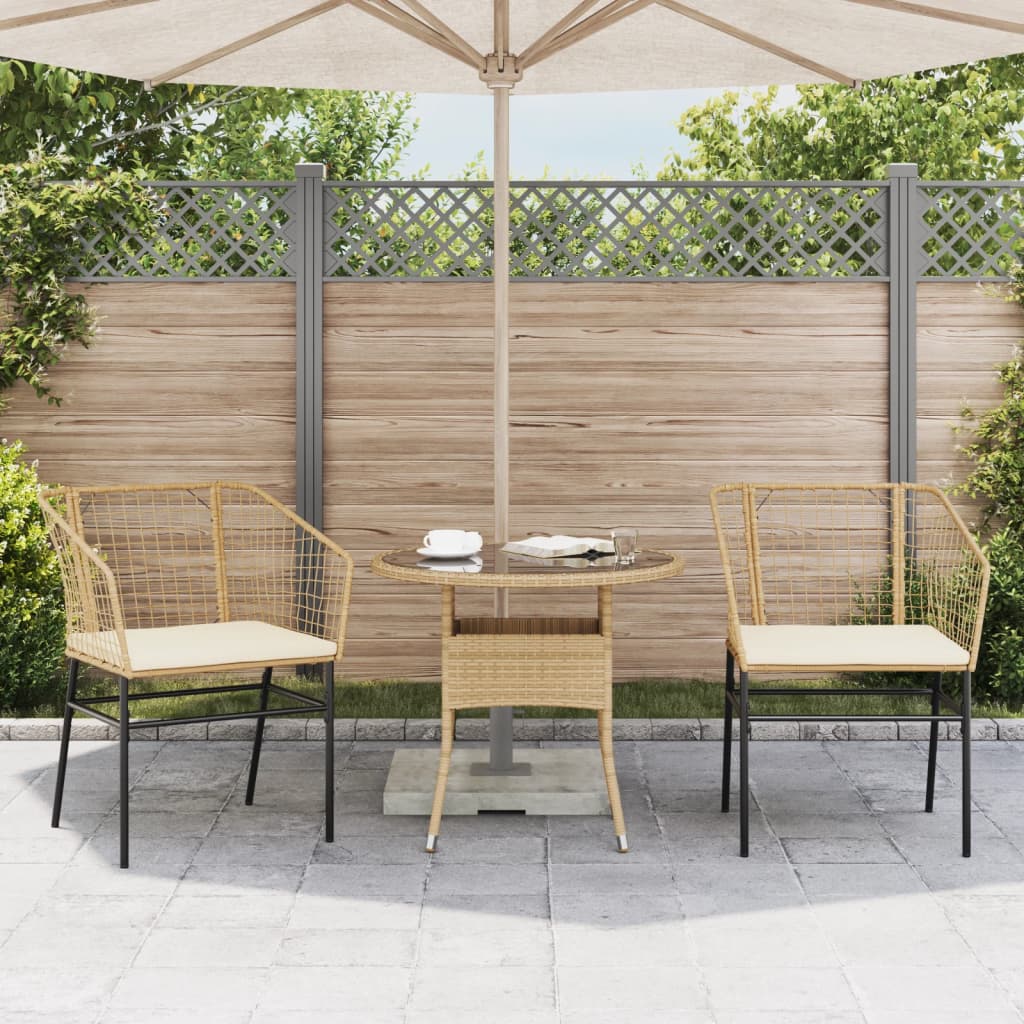 Tuinstoelen 2 st met kussens poly rattan bruin