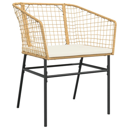 Tuinstoelen 2 st met kussens poly rattan bruin