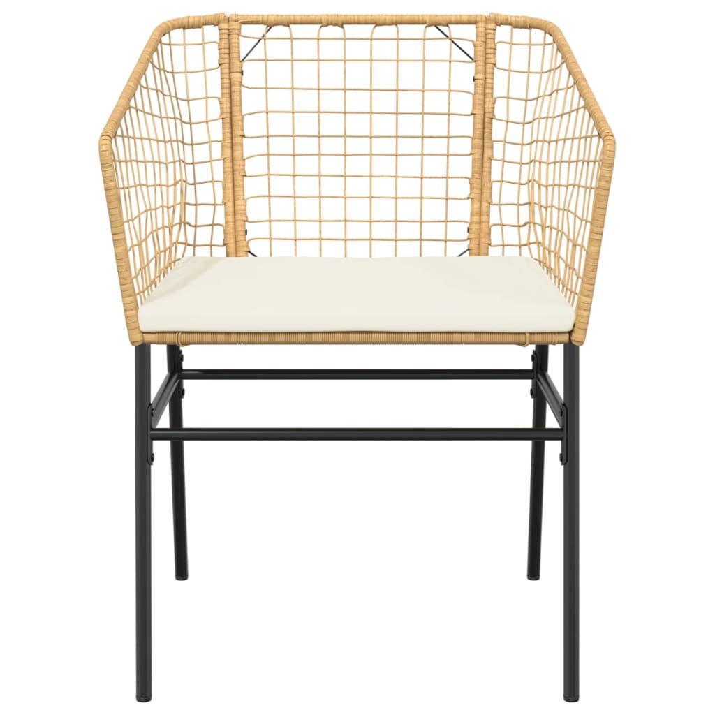 Tuinstoelen 2 st met kussens poly rattan bruin