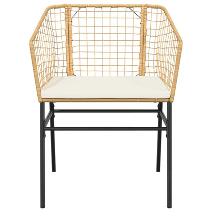 Tuinstoelen 2 st met kussens poly rattan bruin