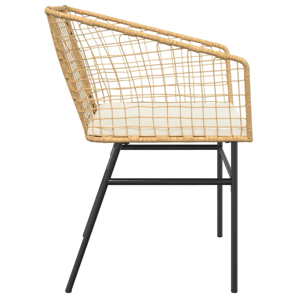 Tuinstoelen 2 st met kussens poly rattan bruin