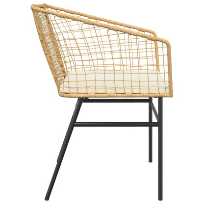 Tuinstoelen 2 st met kussens poly rattan bruin