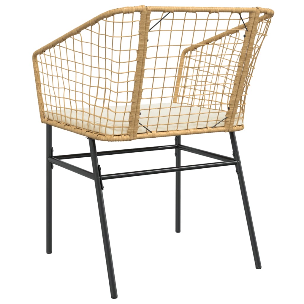 Tuinstoelen 2 st met kussens poly rattan bruin
