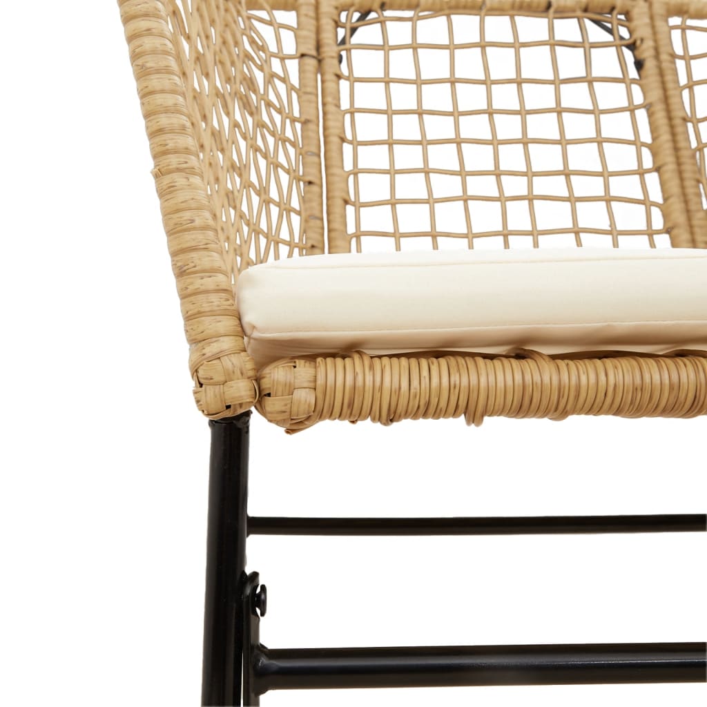 Tuinstoelen 2 st met kussens poly rattan bruin