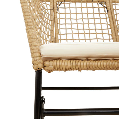 Tuinstoelen 2 st met kussens poly rattan bruin