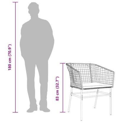 Tuinstoelen 2 st met kussens poly rattan bruin