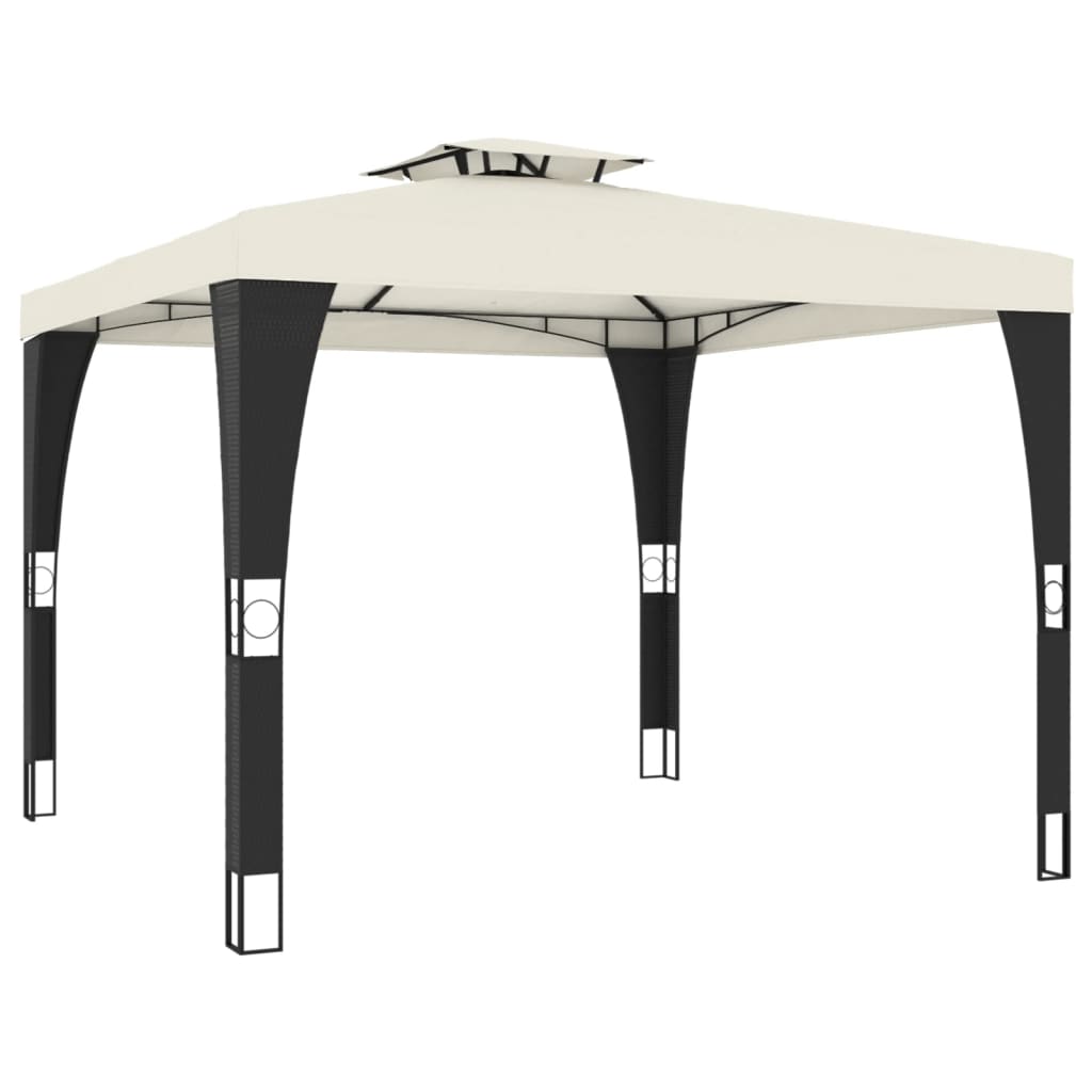 Prieel met dubbel dak 2,98x2,98 m staal crèmekleurig