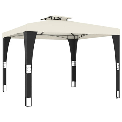 Prieel met dubbel dak 2,98x2,98 m staal crèmekleurig