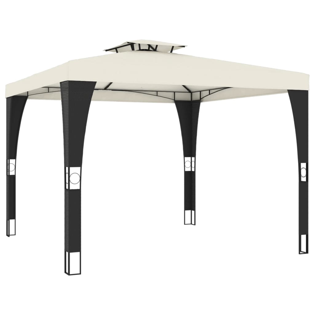Prieel met dubbel dak 2,98x2,98 m staal crèmekleurig