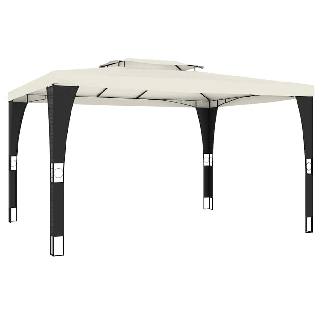 Prieel met dubbel dak 3,98x2,98 m staal crèmekleurig
