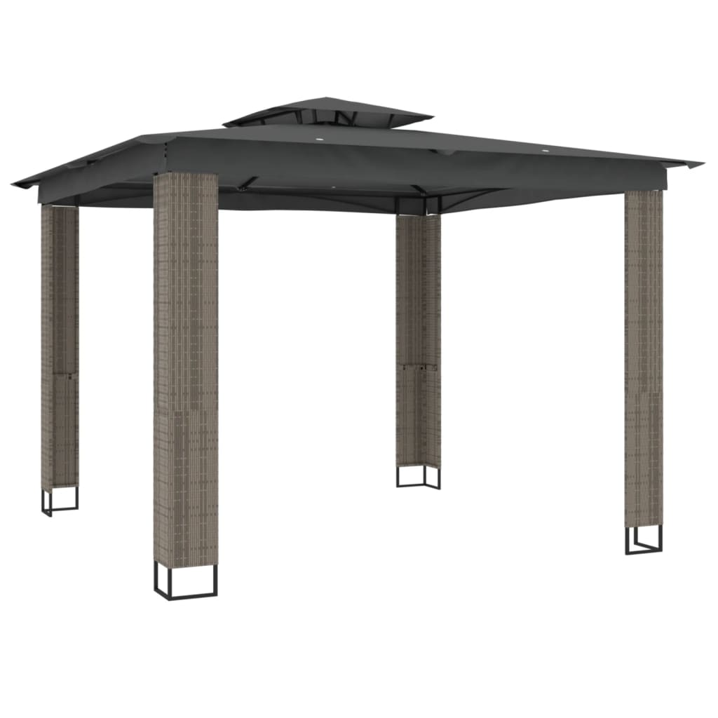 Prieel met dubbel dak 2,94x2,94 m staal antracietkleurig