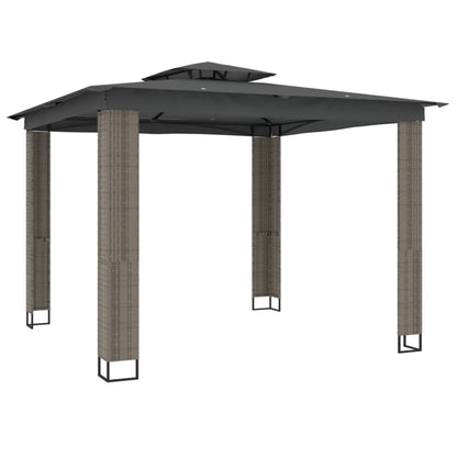 Prieel met dubbel dak 2,94x2,94 m staal antracietkleurig