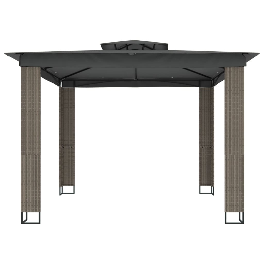 Prieel met dubbel dak 2,94x2,94 m staal antracietkleurig
